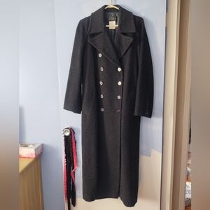 Vintage ATSURO TAYAMA Black Wool Double Breasted Maxi Coat L